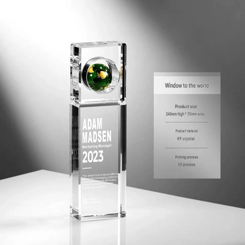 Engraved Crystal Globe Trophy price