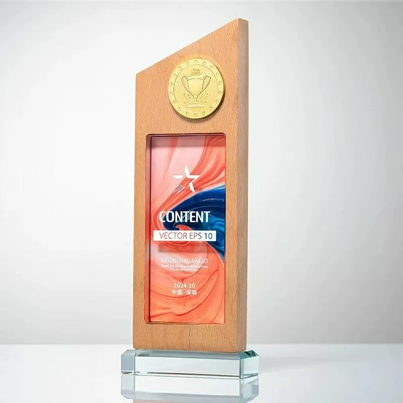 Wood Base Crystal Marathon Trophy factory